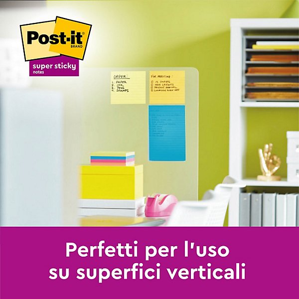 Post-it® Foglietti Super Sticky, Collezione Cosmic, A righe, 101 x 152 mm, Blocchetti da 90 fogli, Colori acqua, verde acido, rosa tropicale (confezione 3 blocchetti) - 8