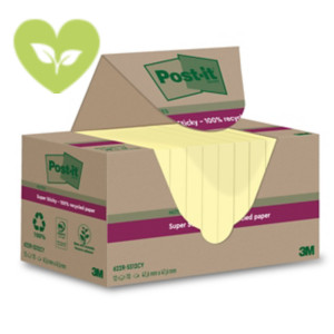 Post-it® Foglietti Super Sticky in carta riciclata al 100%, 47,6 x 47,6 mm, Blocchetti da 70 fogli, Giallo Canary™ (confezione 12 blocchetti)