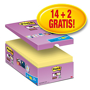 Post-it® Foglietti Super Sticky, Value Pack, 76 x 127 mm, Blocchetti da 90 fogli, Giallo Canary™ (confezione 14 blocchetti + 2 in omaggio) Post-it® Foglietti Super Sticky, Value Pack, 76 x 127 mm, Blocchetti da 90 fogli, Giallo Canary™ (confezione 14 blocchetti + 2 in omaggio)