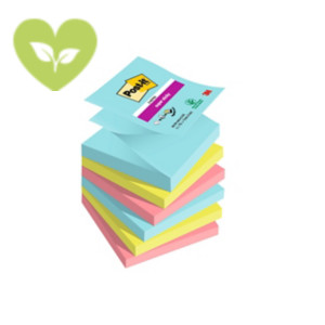 Post-it® Foglietti Super Sticky Z-Notes, Collezione Cosmic, 76 x 76 mm, Blocchetti da 90 fogli, Colori acqua, verde acido, rosa guava (confezione 6 blocchetti)