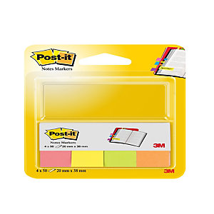 Post-it® Index Banderitas marcapáginas adhesivas de papel, estándar, 20 x 38 mm