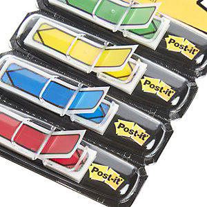 Post-it® Index Segnapagina riposizionabili a forma di freccia, 12 x 43,2 mm, Dispenser da 24 segnapagina, Colori assortiti (confezione 4 pezzi)
