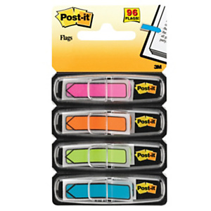Post-it® Index Segnapagina riposizionabili a forma di freccia, 12 x 45 mm, Dispenser da 24 foglietti, Colori assortiti (confezione 4 pezzi) Post-it® Index Segnapagina riposizionabili a forma di freccia, 12 x 45 mm, Dispenser da 24 foglietti, Colori assortiti (confezione 4 pezzi)