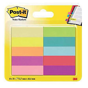 Post-it® Index Segnapagina riposizionabili in carta, 12,7 x 44 mm, Dispenser da 100 foglietti, Colori assortiti Neon (confezione 5 pezzi)