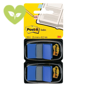 Post-it® Index Segnapagina riposizionabili Medium, 25 x 43 mm, Dispenser da 50 foglietti, Blu (confezione 2 pezzi)