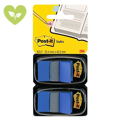 Post-it® Index Segnapagina riposizionabili Medium, 25 x 43 mm, Dispenser da 50 foglietti, Blu (confezione 2 pezzi) - 1