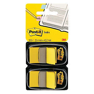 Post-it® Index Segnapagina riposizionabili Medium, 25 x 43 mm, Dispenser da 50 foglietti, Giallo (confezione 2 pezzi)