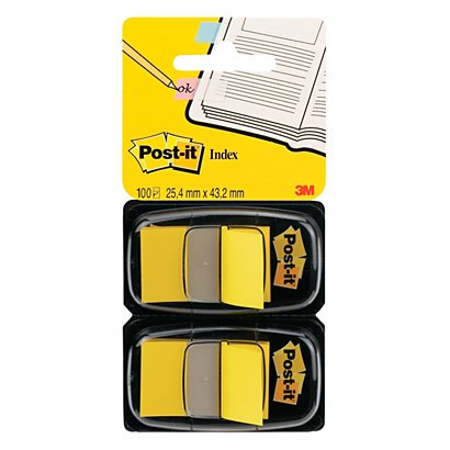 Post-it® Index Segnapagina riposizionabili Medium, 25 x 43 mm, Dispenser da 50 foglietti, Giallo (confezione 2 pezzi) - 1