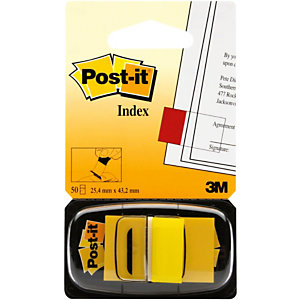Post-it® Index Segnapagina riposizionabili Medium, 25 x 43 mm, Dispenser da 50 foglietti, Giallo