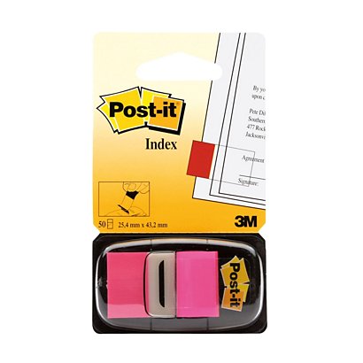 Post-it® Index Segnapagina riposizionabili Medium, 25 x 43 mm, Dispenser da 50 foglietti, Rosa vivace - 1