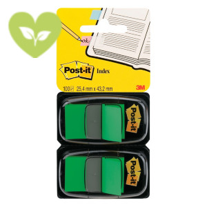 Post-it® Index Segnapagina riposizionabili Medium, 25 x 43 mm, Dispenser da 50 foglietti, Verde (confezione 2 pezzi)