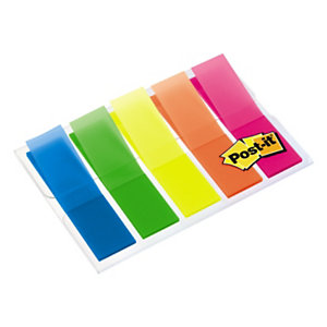 Post-it® Index Segnapagina riposizionabili Mini, 12 x 43,2 mm, Dispender da 20 foglietti, Colori Assortiti Fluo (confezione 5 pezzi)