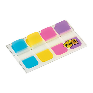 Post-it® Index Segnapagina riposizionabili Strong Small, 15,8 x 38 mm, Dispenser da 10 foglietti, Colori vivaci assortiti (confezione 4 pezzi)