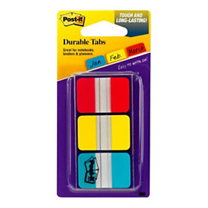 Post-it® Marcadores rígidos pequeños de 25,4 x 38 mm en colores variados Paquete de 3 x 22 con estuche dispensador