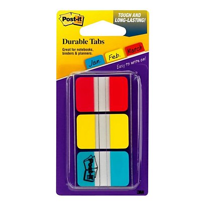 Post-it® Marcadores rígidos pequeños de 25,4 x 38 mm en colores variados Paquete de 3 x 22 con estuche dispensador - 1