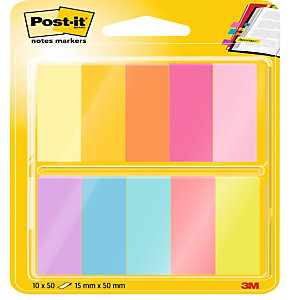 Post-it® Marcapáginas, 12,7 x 44,4 mm, colores surtidos, paquete de 500