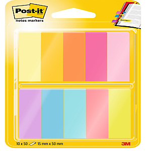 Post-it® Marcapáginas, 12,7 x 44,4 mm, colores surtidos, paquete de 500