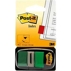 Post-it® Marcapáginas mediano de 25,4 x 43,2 mm en verde Paquete de 50 con dispensador 680-3