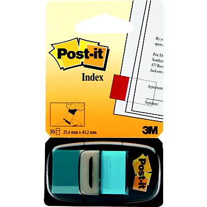 Post-it® Marcapáginas medianos 25,4 x 43,2 mm, azul intenso, Paquete de 50 con dispensador - 1