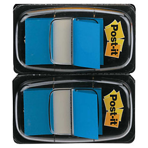 Post-it® Marcapáginas medianos de 25,4 x 43,2 mm en azul Paquete doble de 2 x 50 con dispensadores 680-B2EU