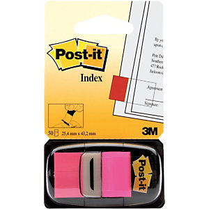 Post-it® Marcapáginas medianos de 25,4 x 43,2 mm en rosa intenso Paquete de 50 con dispensador 680-21