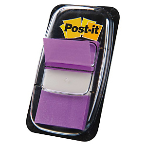 Post-it® Marcapáginas medianos 25,4 x 43,2 mm, violeta, Paquete de 50 con dispensador