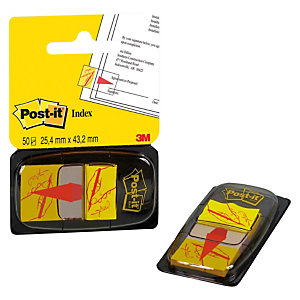 Post-it® Marcapáginas medianos con indicación de firma de 25,4 x 43,2 mm en amarillo Paquete de 50 con dispensador 680-31
