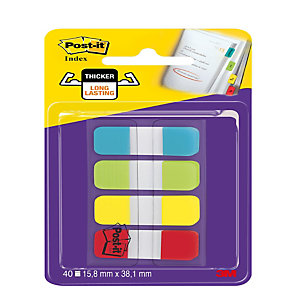 Post-it® Marcapáginas mini, 16 x 38 mm, colores variados, 40