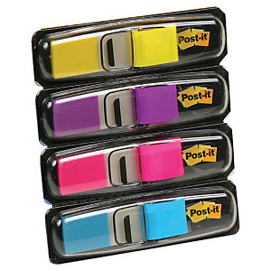 Post-it® Marcapáginas pequeños de 11,9 x 43,1 mm en colores variados Paquete de 4 x 35 con dispensadores 683-4AB