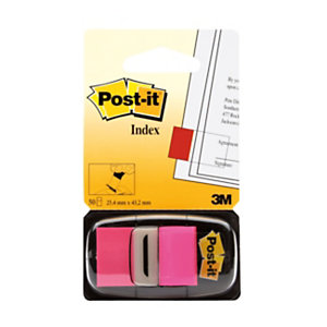 Post-it Marque-pages avec distributeur taille moyenne 25,4 x 43,2 mm rose vif paquet de 50 680-21