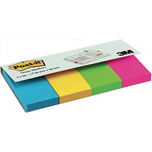 POST-IT marque-pages format 20 x 38 mm, 4 blocs de 50,  coloris assortis (Lot de 2)
