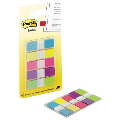 POST-IT Marque-pages petit format 11,9 x 43,1 m couleurs assorties 5 paquets x 20 marque-pages avec distributeurs (Lot de 5)