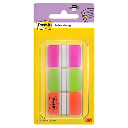Post-it Marque-pages rigides 25,4 x 38 mm - 3 couleurs assorties (Rose, Anis, Orange) - 3 x 22 index - 1