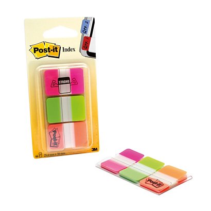 Post-it Marque-pages rigides 25,4 x 38 mm - 3 couleurs assorties