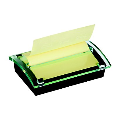 Post-it® Millennium Canary Yellow™ Dispensador de escritorio negro con notas adhesivas Z-Notes 76 x 127 mm, amarillo canario, 100 hojas - 1