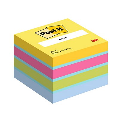 Post-it® Mini cubo di foglietti, 51 x 51 mm, 400 fogli, Colori giallo sole,  acqua, rosa power, verde lime, blu jeans - Post-It® e Foglietti  Riposizionabili