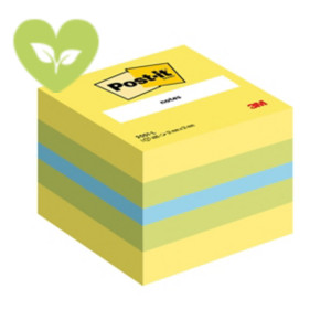Post-it® Mini cubo di foglietti, 51 x 51 mm, 400 fogli, Colori limone neon, verde lime, blu paradiso