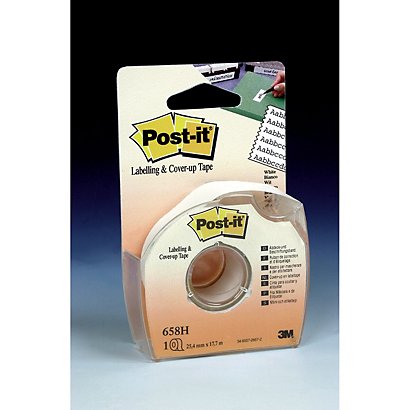 Post-it® Nastro per etichettatura e copertura con dispenser manuale, 658H, 25,4 mm x 17,7 m, Bianco - 1