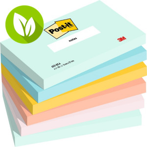 Post-it® Notas Adhesivas Bloques 76 x 127 mm, Colección Beachside, Colores Surtidos, 100 hojas