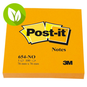 Post-it® Notas Adhesivas Bloques 76 x 76 mm, Naranja Neón