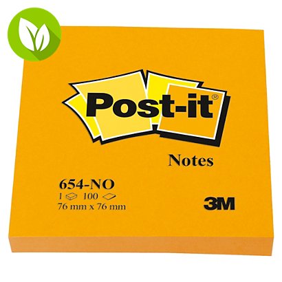 Post-it® Notas Adhesivas Bloques 76 x 76 mm, Naranja Neón - 1