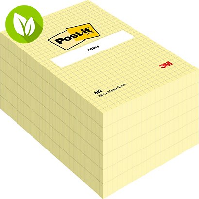 Post-it® Notas Adhesivas Cuadriculadas, 102 x 152 mm, Amarillo Pastel - 1