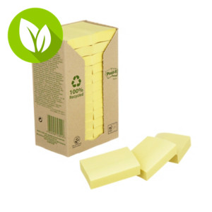 Post-it® Notas adhesivas recicladas, bloques 38 x 51 mm, amarillo, 100 hojas