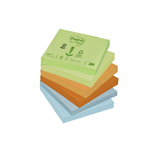 Post-it® Notas Adhesivas Recicladas Bloques 76 x 76 mm, Colores Surtidos Pastel, 100 hojas Post-it® Notas Adhesivas Recicladas Bloques 76 x 76 mm, Colores Surtidos Pastel, 100 hojas