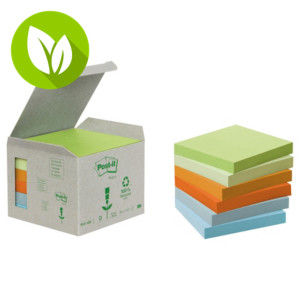 Post-it® Notas Adhesivas Recicladas Bloques 76 x 76 mm, Colores Surtidos Pastel, 6 Bloques, 100 hojas Post-it® Notas Adhesivas Recicladas Bloques 76 x 76 mm, Colores Surtidos Pastel, 6 Bloques, 100 hojas