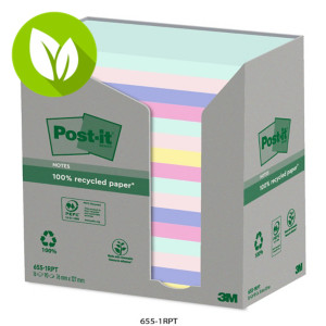 Post-it® Notas adhesivas recicladas en torre, colección Nature, bloques 76 x 127 mm, 100 hojas, colección de colores surtidos Post-it® Notas adhesivas recicladas en torre, colección Nature, bloques 76 x 127 mm, 100 hojas, colección de colores surtidos
