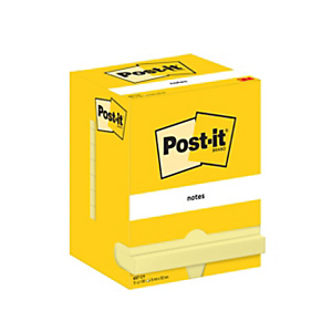 Post-it Notes repositionnables 76 x 102 mm - Jaune - Lot 12 blocs de 100 feuilles