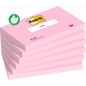 Post-it Notes repositionnables 76 x 127 mm - Rose Flamingo - Lot 6 blocs de 100 feuilles