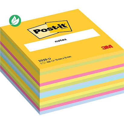 Post-it Notes repositionnables 76 x 76 mm - Assorties - Bloc de 450 feuilles - 1