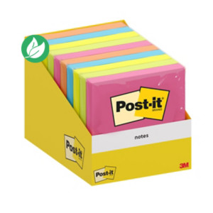 Post-it Notes repositionnables 76 x 76 mm - Couleurs assorties - Bloc de 100 feuilles
